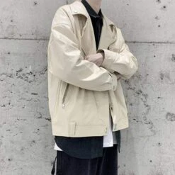 Veste Coréenne LEATHERED™ -Mode Vêtements Boutique hallyu street beige l veste coreenne leathered 16739538599959