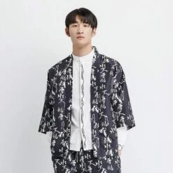 Kimono Japonais MOZA™ -Mode Vêtements Boutique hallyu street bleu 2 m kimono japonais moza 16739458351127