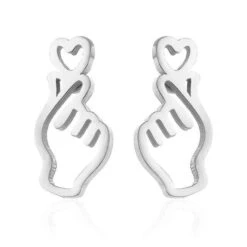 Boucles D'oreilles Love Heart™ -Mode Vêtements Boutique hallyu street boucles d oreilles argent boucles d oreilles love heart 13216622444567