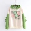 Hoodie Coréen BABYDINO™ 1 Hoodie Coréen BABYDINO™ -Mode Vêtements Boutique hallyu street hoodies vert manches longues taille unique hoodie coreen babydino 27949620822039
