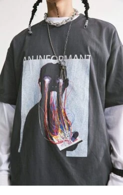 T-Shirt Coréen Oversize INFORMANT™ -Mode Vêtements Boutique hallyu street t shirt coreen oversize informant 27930508951575